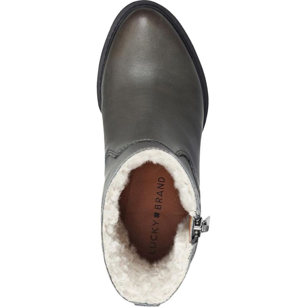 Lucky Brand Womens Bajax Gray Leather Almond Toe Lug Sole Booties Shoes NWT - Picture 4 of 4
